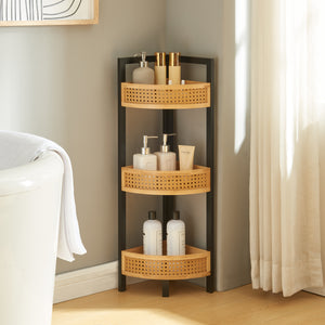 Półka narożna Tervola 80x23x23 cm czarna/bambus [en.casa] - premiumXL