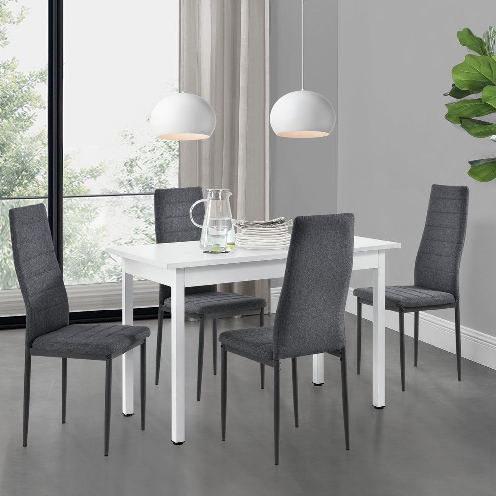 Zestaw jadalniany Honningsvåg 5-częściowy z stołem 120x60 cm i 4 tapicerowanymi krzesłami en.casa - premiumXL