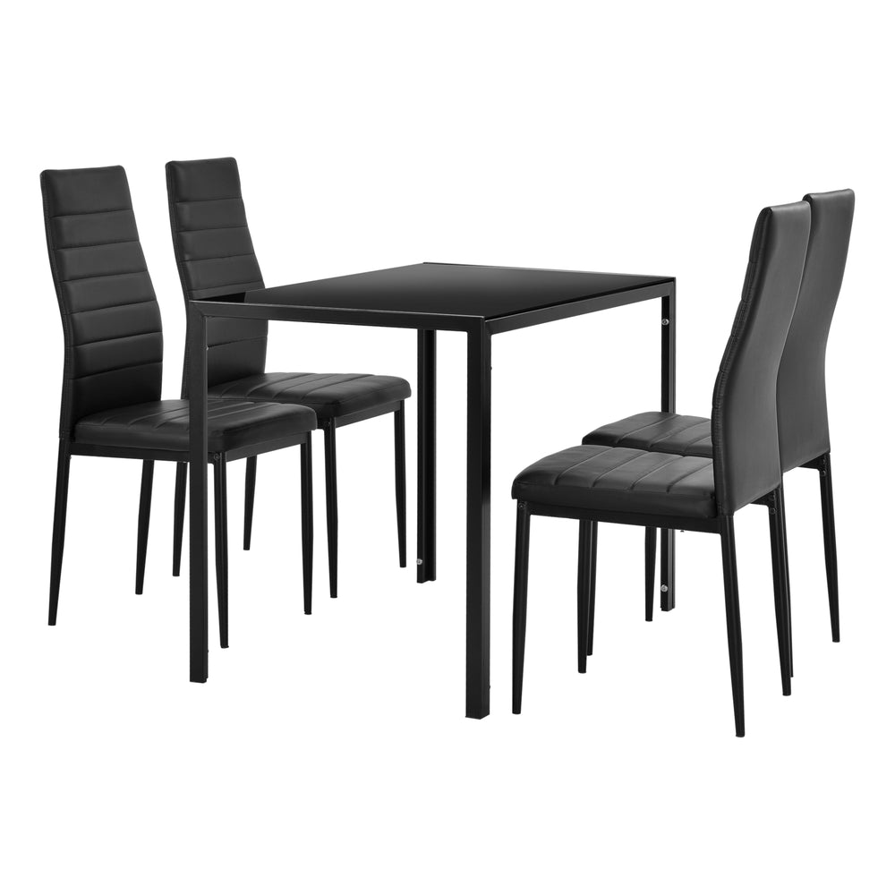 [en.casa]® Stół szklany 105x60 cm + krzesło skóra PU 4 szt. (różne kolory)