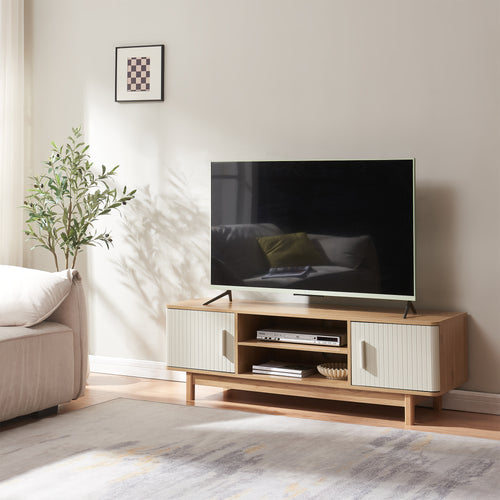 Szafka pod TV Ferrersp z 2 drzwiami 140x40x45 cm dąb/kolory piasku [en.casa]