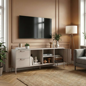 Szafka RTV Kliri Stahl 150x35x58 cm w kolorze wielbłądzim [en.casa]
