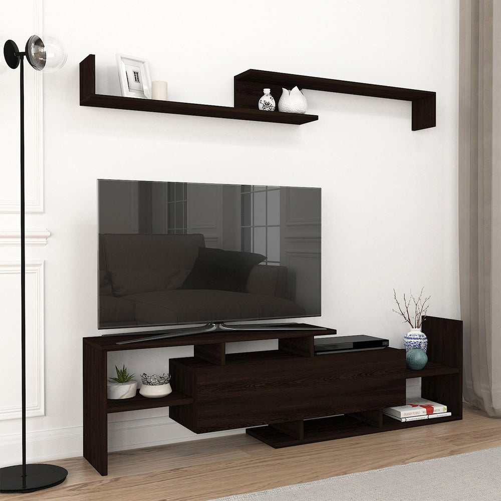 Szafka RTV Liksefte z półką ścienną 154x28x42 cm [en.casa]