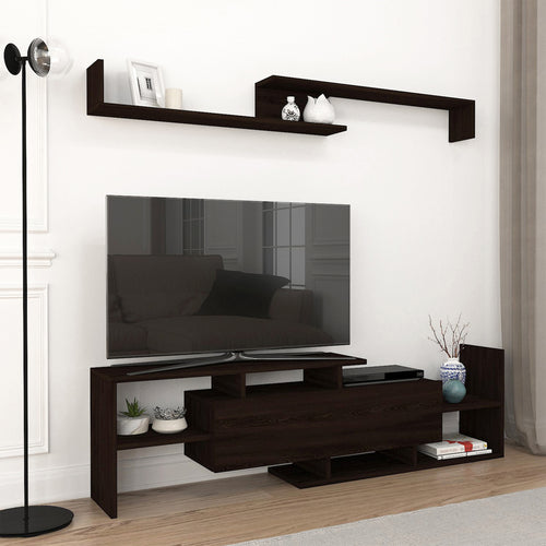 Szafka RTV Liksefte z półką ścienną 154x28x42 cm [en.casa]