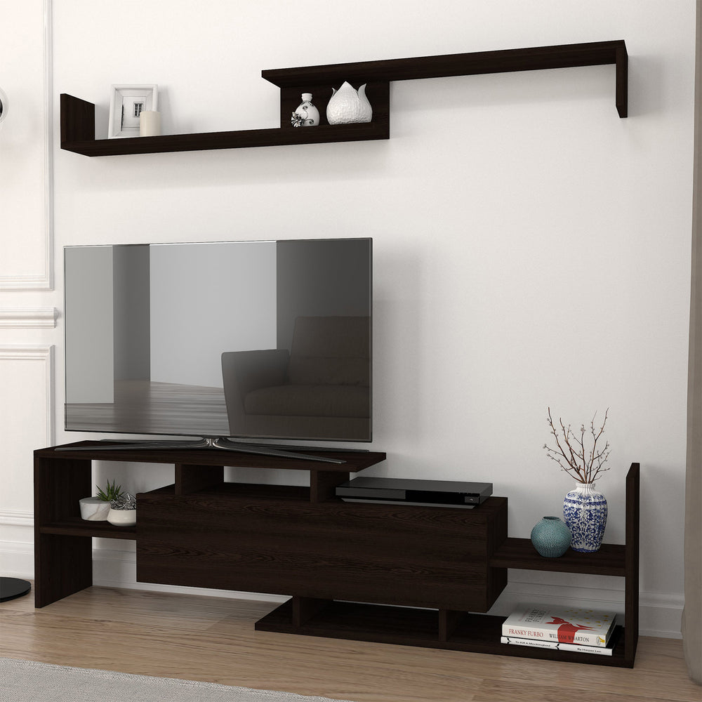 Szafka RTV Liksefte z półką ścienną 154x28x42 cm [en.casa]