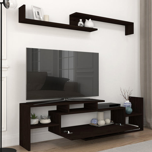 Szafka RTV Liksefte z półką ścienną 154x28x42 cm [en.casa]