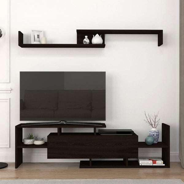 Szafka RTV Liksefte z półką ścienną 154x28x42 cm [en.casa]