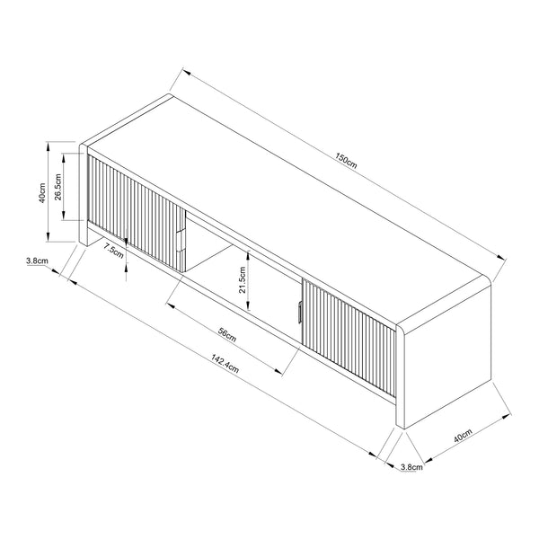 Szafka pod telewizor Lukkodso 150x40x40 cm [en.casa]