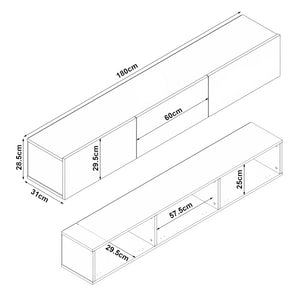 Szafka pod telewizor Vihti 180x31x29,5cm w różnych kolorach. kolory [en.casa]