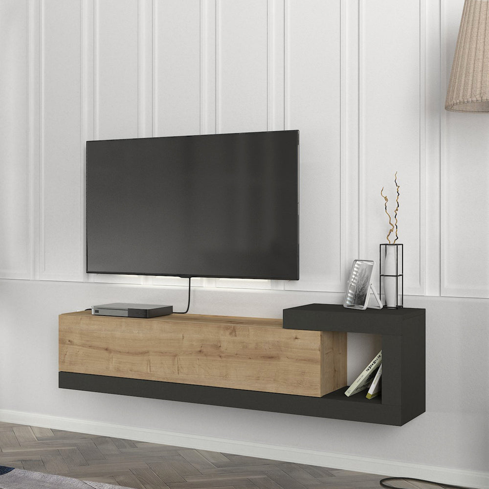 Szafka RTV Luhanka 150x29,5x38,5cm dąb w różnych kolorach [en.casa] - premiumXL