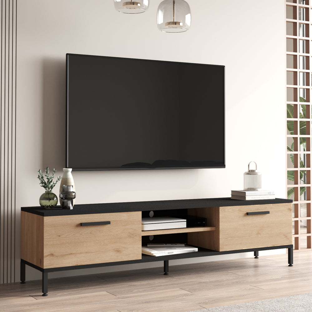 Stolik pod telewizor Lempäälä z 2 półkami 160 x 35 x 39 cm w różnych kolorach [en.casa] - premiumXL