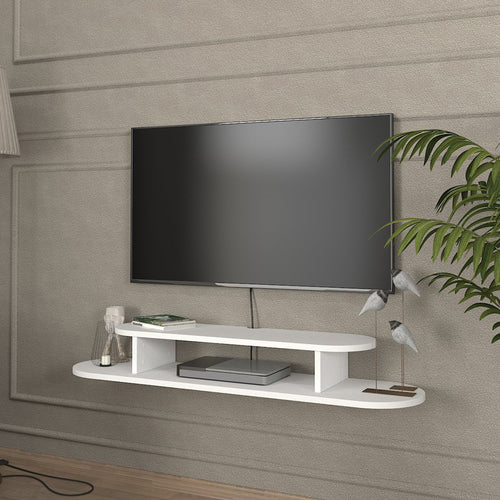 Szafka RTV wisząca Targema 120x30x16 cm biała [en.casa] - premiumXL