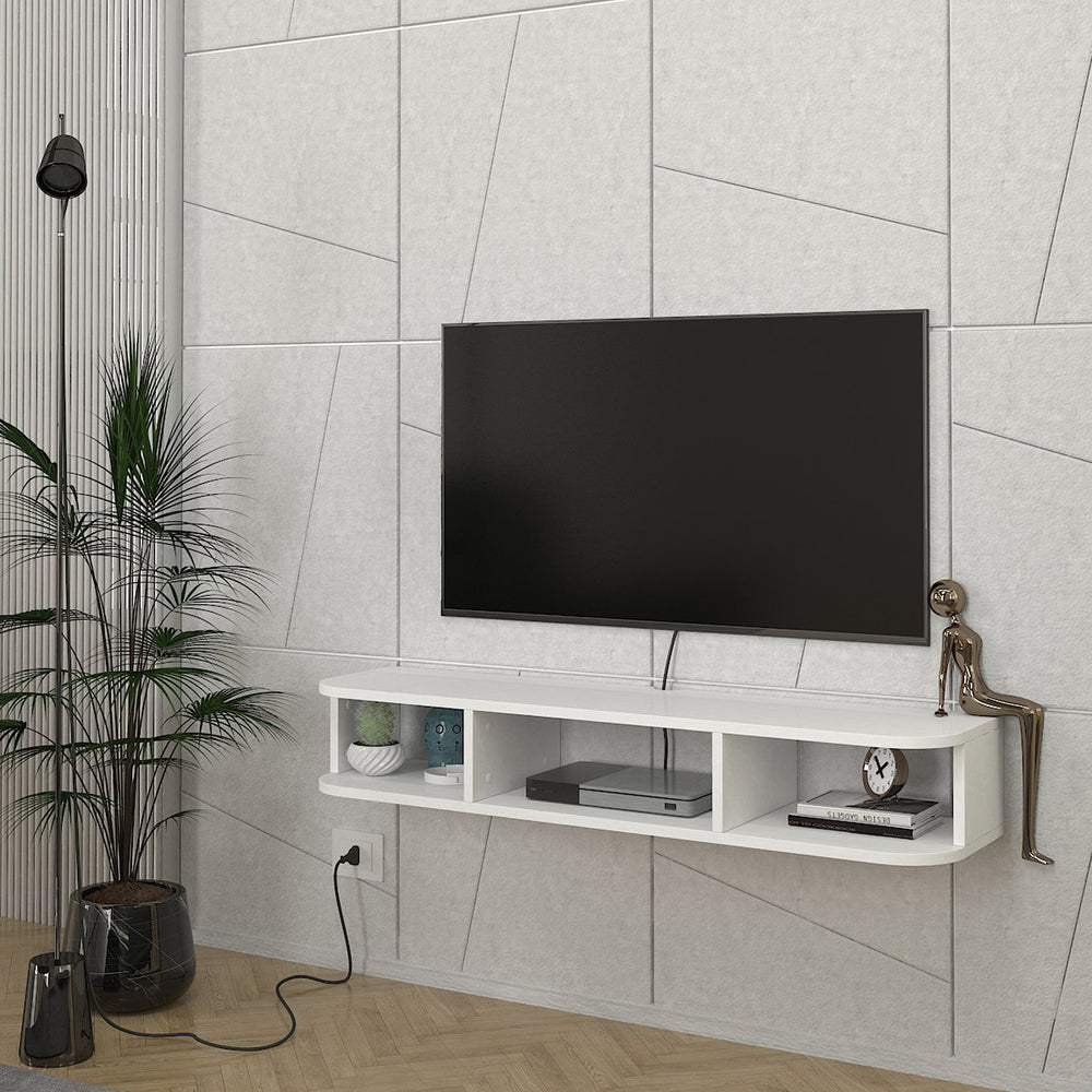 Szafka RTV wisząca Oundsvas 120x30x19 cm biała [en.casa] - premiumXL