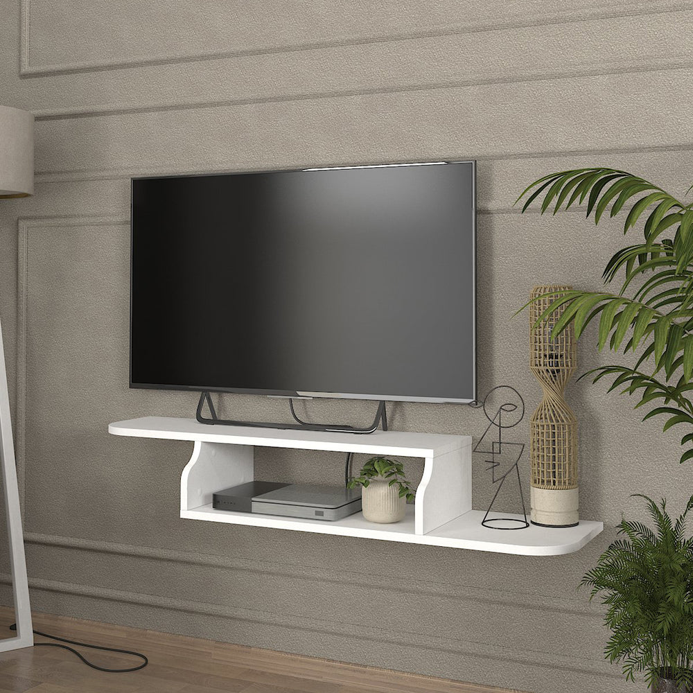Szafka RTV wisząca Kershaby 120x30x19 cm biała [en.casa] - premiumXL