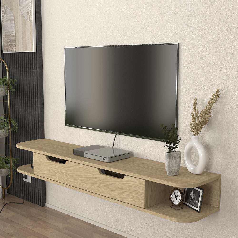 Szafka RTV wisząca Karjali 150x30x19 cm dąb [en.casa] - premiumXL