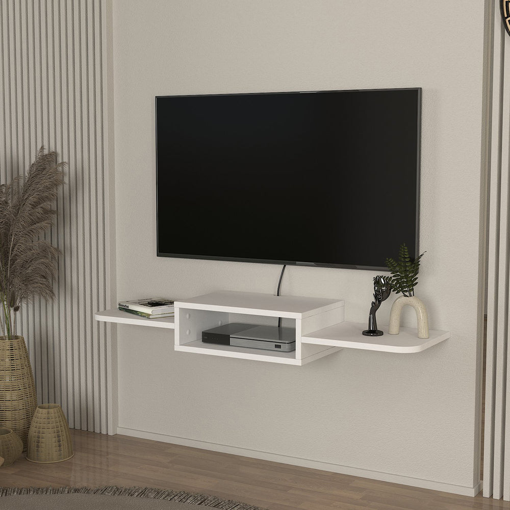 Szafka RTV wisząca Tar 115x30x16 cm biała [en.casa] - premiumXL