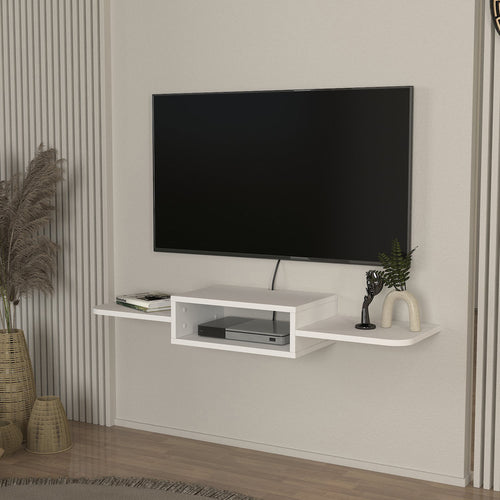 Szafka RTV wisząca Tar 115x30x16 cm biała [en.casa] - premiumXL