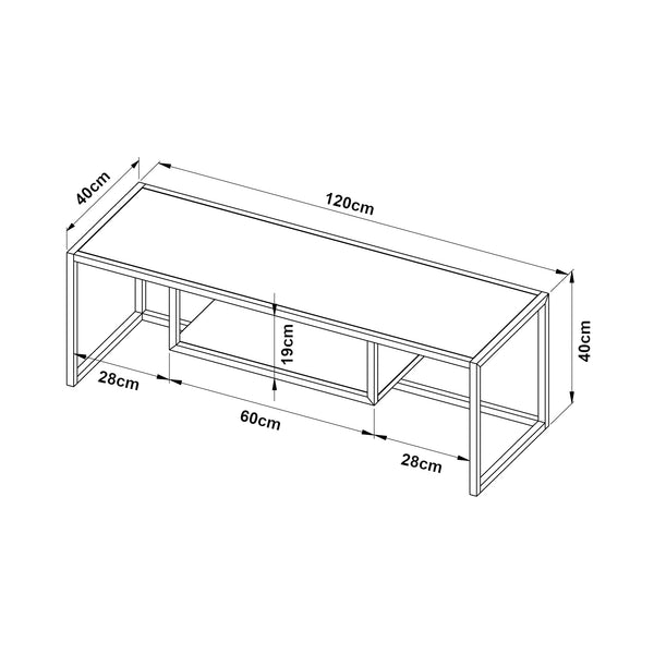 Stolik RTV Isokyrö metalowy 120x40x40 cm [en.casa]