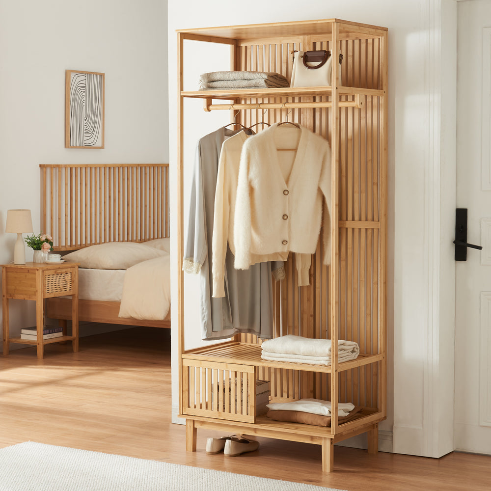 Wieszak na ubrania Ypäjä 187x80x47 cm bambus [en.casa] - premiumXL