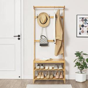 Wieszak na ubrania Tornio 168 x 70 x 35 cm z bambusa naturalnego [en.casa] - premiumXL