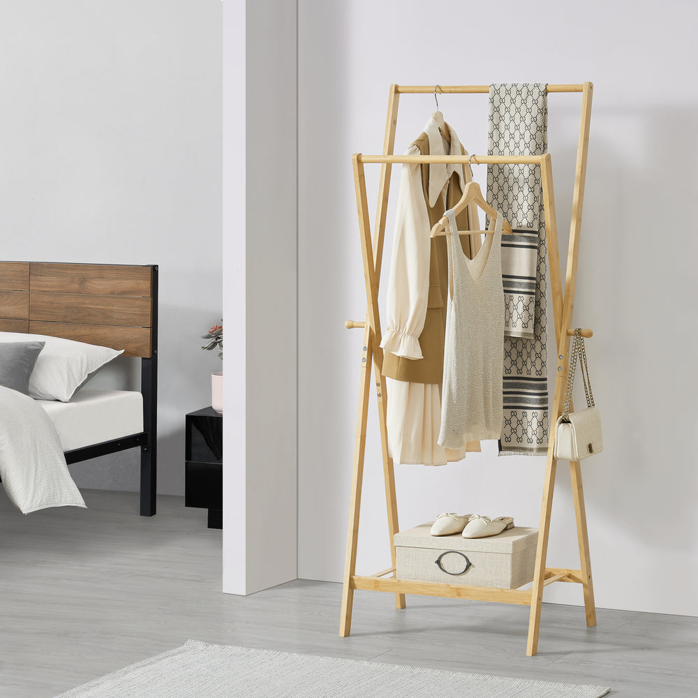 Wieszak na ubrania Keitele 150 x 60 x 42 cm bambus naturalny [en.casa] - premiumXL