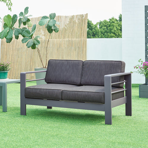 2 - osobowa sofa ogrodowa Avise aluminium ciemnoszary [casa.pro] - premiumXL