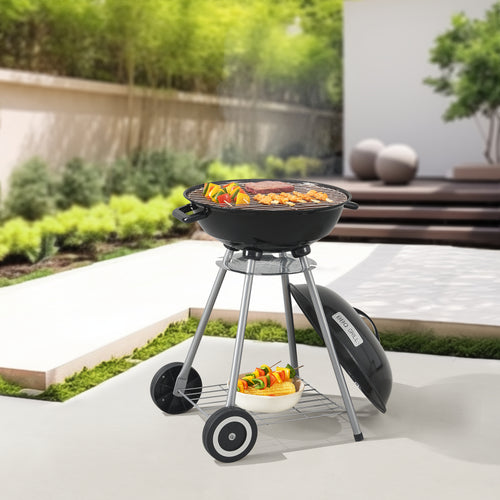 Apricena grill okrągły 80x49x47cm czarny [casa.pro]