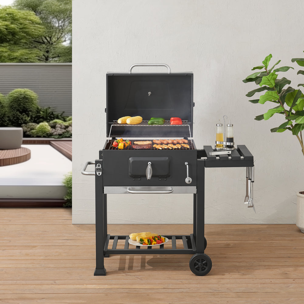 Czarny wózek grillowy Arnad [casa.pro]