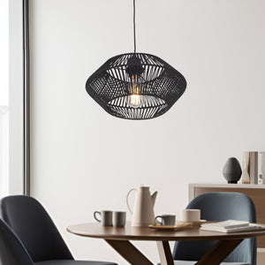 Lampa wisząca Amersham metal+rattan czarna [lux.pro] - premiumXL