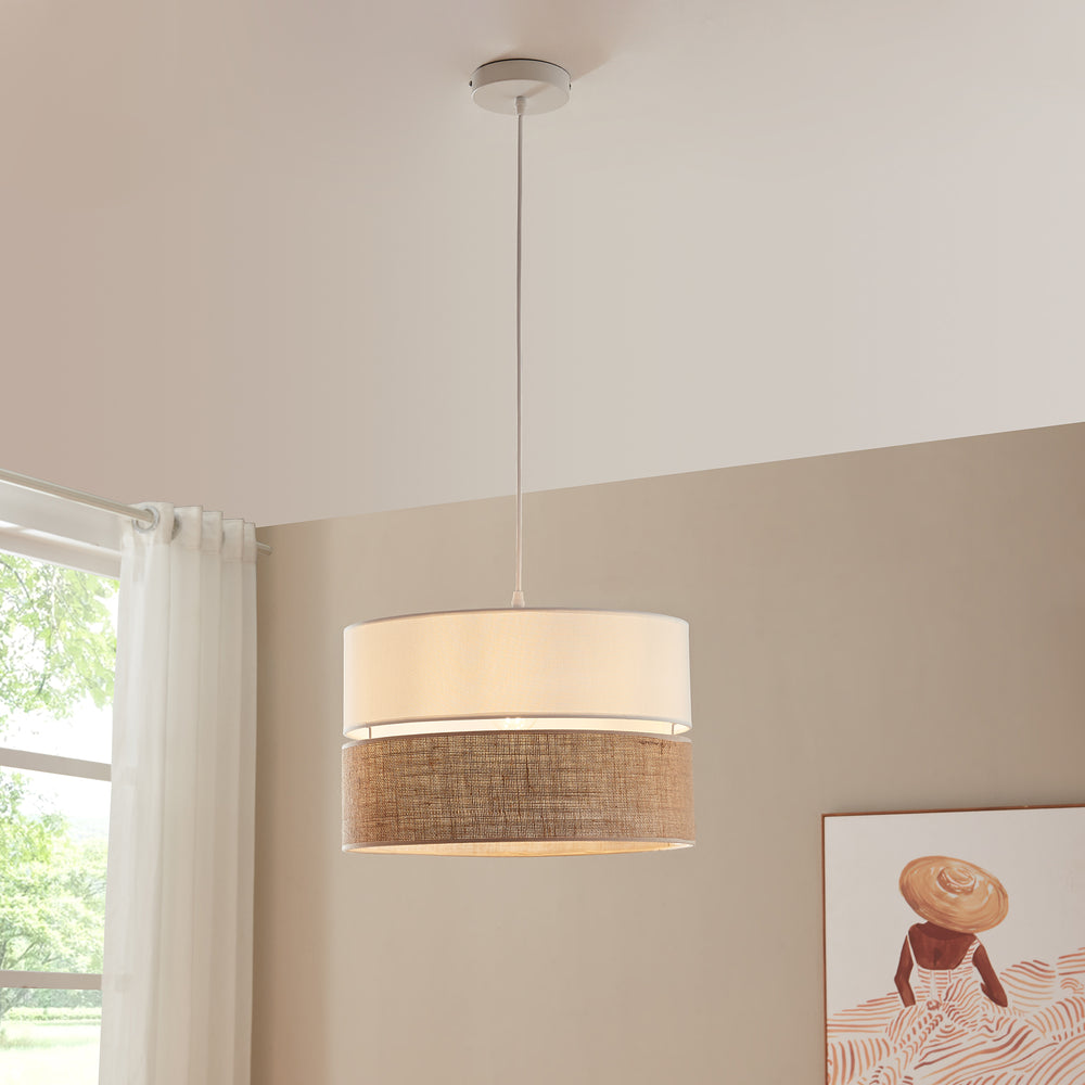 Lampa wisząca Barton o wyglądzie bieli i lnu [lux.pro]