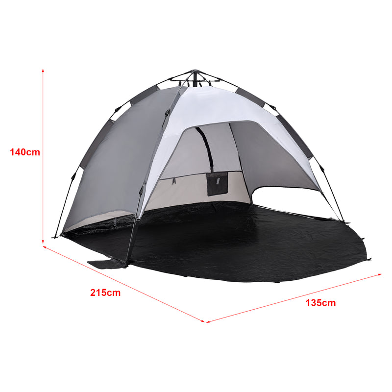 Szkic wymiarowy Namiot plażowy Mullsjö Pop Up 215x135x140cm [pro.tec]