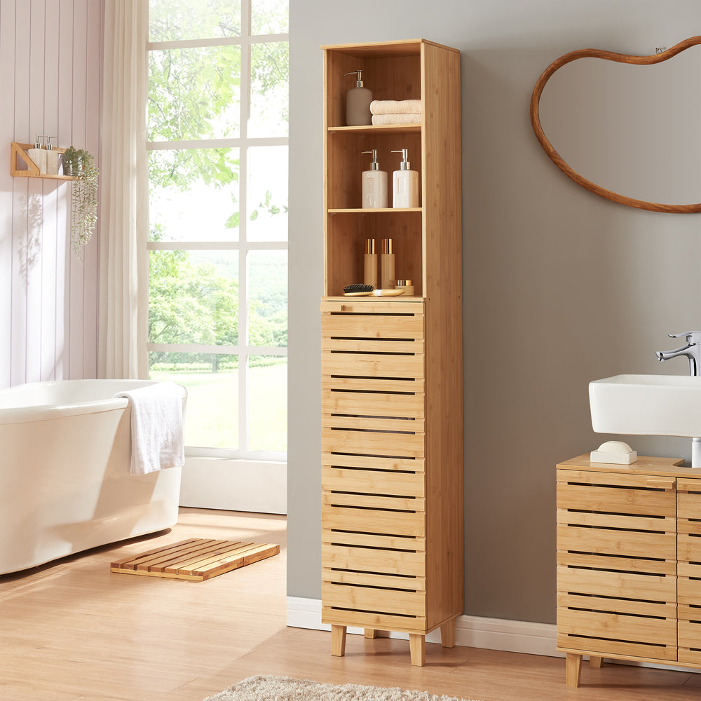 Szafka wysoka Epind 180x33x30 cm bambus [en.casa] - premiumXL
