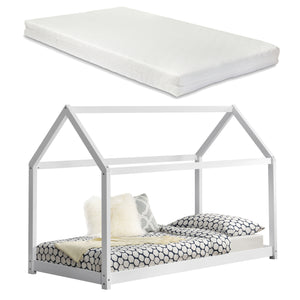 Kinderbett 90x200 cm Netstal mit Kaltschaummatratze in versch. Farben [en.casa] - premiumXL
