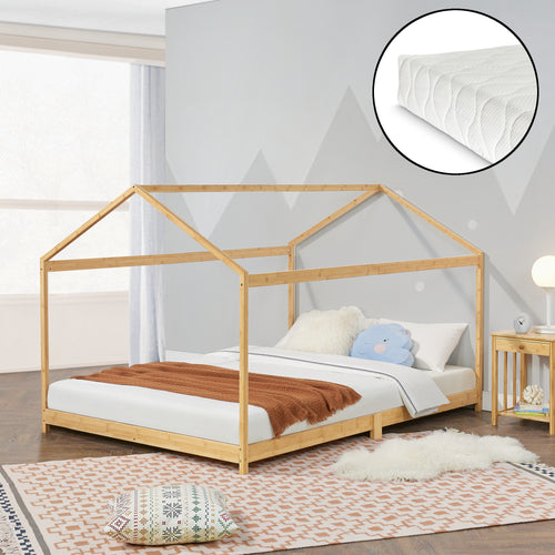 Łóżko dziecięce Vindafjord bambus w różnych rozmiarach + materac [en.casa] - premiumXL