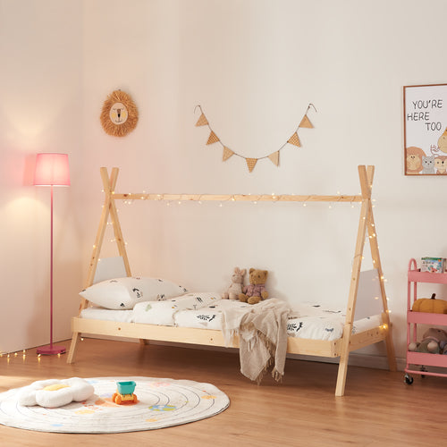 Tipi - łóżko Siikajoki 90x200cm drewno sosnowe naturalne [en.casa] - premiumXL