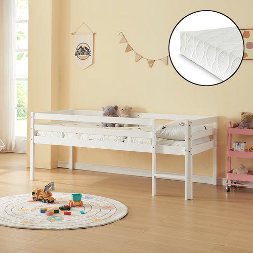Łóżeczko dziecięce Siikalatva z materacem 90x200cm Białe [en.casa]