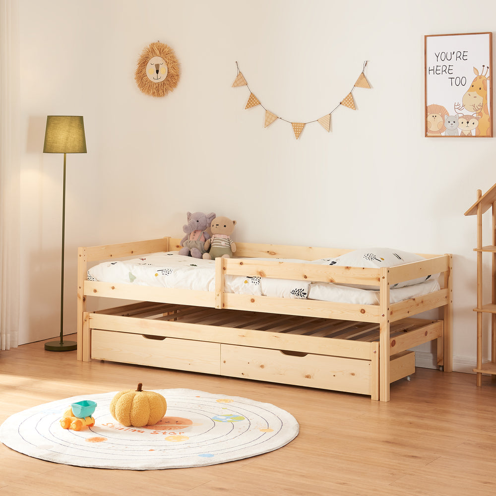 Łóżko piętrowe dla dzieci Sonkajärvi 90x200cm drewno sosnowe naturalne [en.casa] - premiumXL