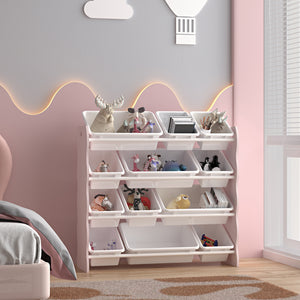 Regał dziecięcy Vestnes z 12 pojemnikami do przechowywania 78x86x27 cm Cotton Candy/Biały [en.casa] - premiumXL