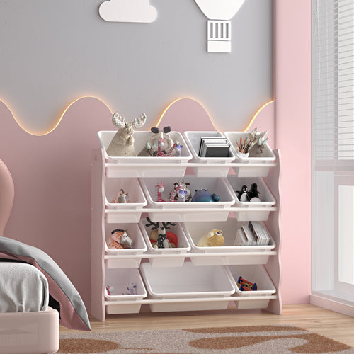 Regał dziecięcy Vestnes z 12 pojemnikami do przechowywania 78x86x27 cm Cotton Candy/Biały [en.casa] - premiumXL