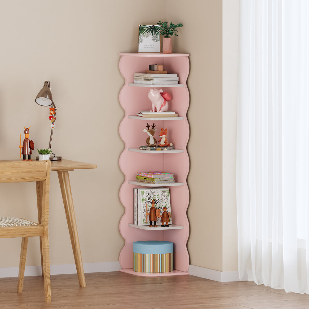 Dzieci - narożna półka Vestnes 108x27x27 cm Cotton Candy/Biały [en.casa] - premiumXL
