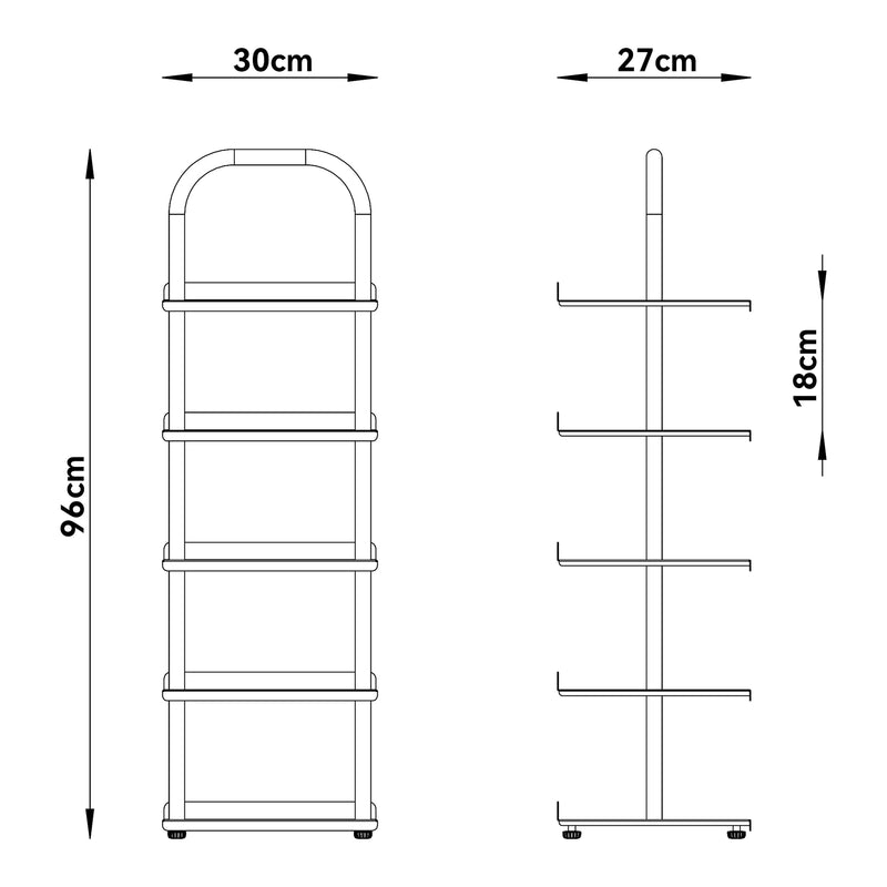 Szkic wymiarowy Półka na buty dziecięce Poytya stal 96x30x27 cm [en.casa]