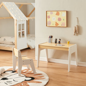 Biurko dziecięce z krzesłem Skinnskatteberg drewno/biały [en.casa] - premiumXL