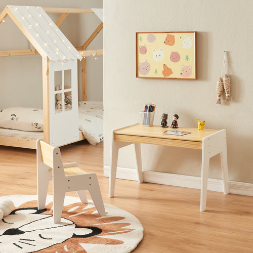 Biurko dziecięce z krzesłem Skinnskatteberg drewno/biały [en.casa] - premiumXL