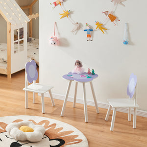 Zestaw mebli dziecięcych Simrishamn z kwiatami - design biały/fioletowy [en.casa] - premiumXL
