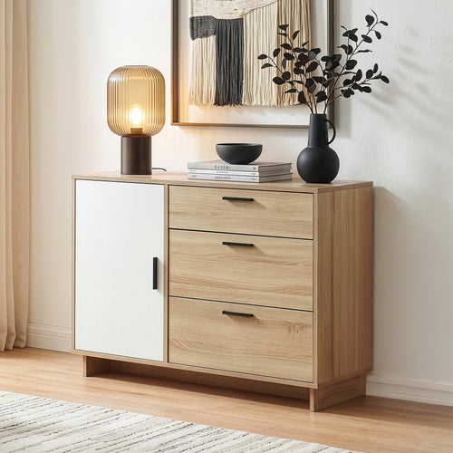 Kredens Kenta 100x35x72 cm Sonoma-dąb optyka/Biały [en.casa]