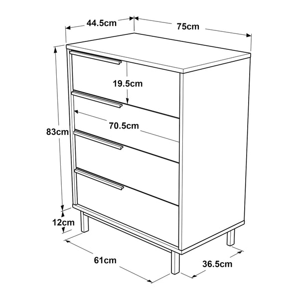 Komoda Vesanto 95x75x45 cm 4 szuflady [en.casa]