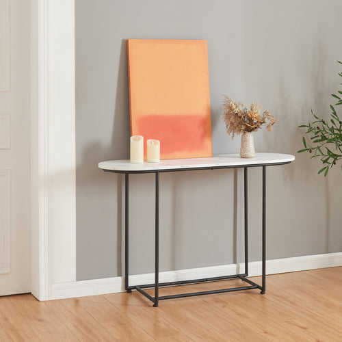 Konsola Nordfron 120x40x75 cm marmur, biały [en.casa] - premiumXL