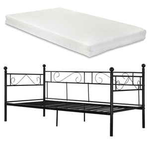 Łóżko metalowe Granada z materacem 90x200 cm stalowe [en.casa]