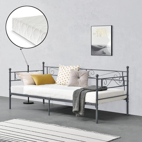 Łóżko metalowe Kerava 90x200 cm z materacem z zimnej pianki w różnych kolorach Colours en.casa