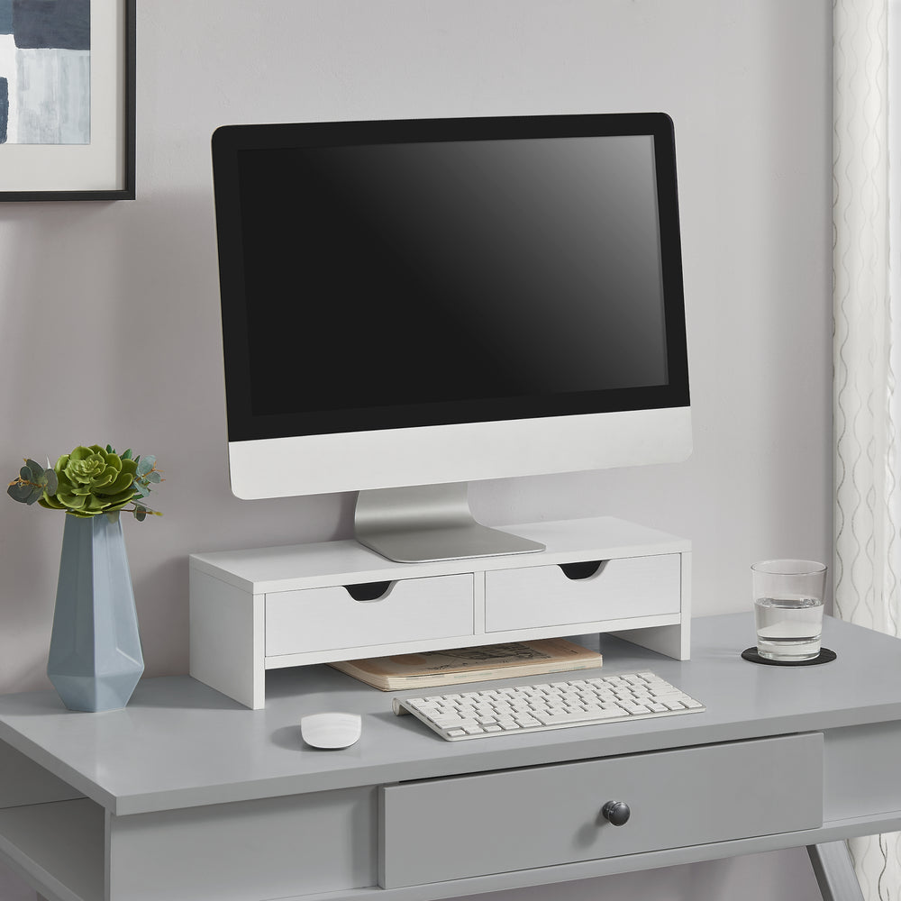 Podstawka pod monitor Mänttä z 2 szufladami 50x18x13cm w różnych kolorach [en.casa] - premiumXL
