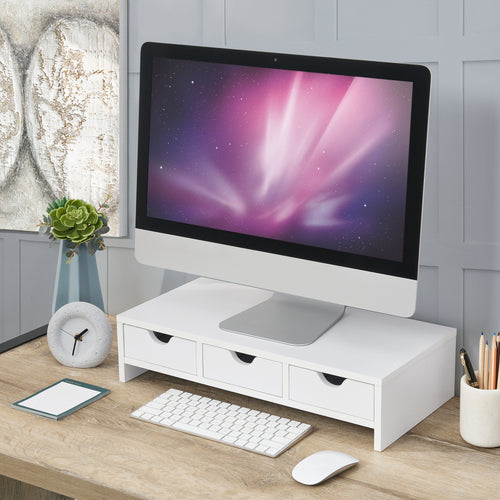 Stojak na monitor Ruovesi 12x51x25cm biały [en.casa] - premiumXL